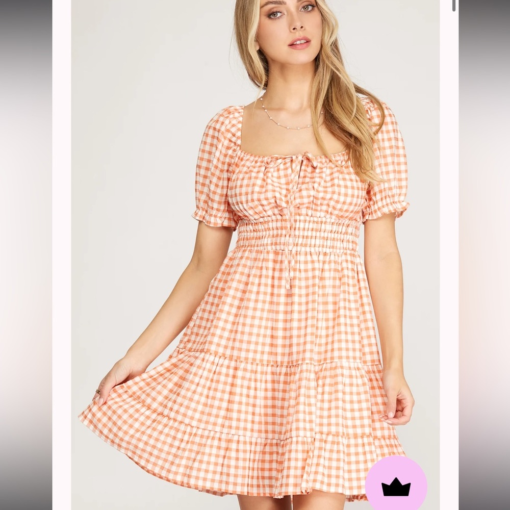 Front Tie Gingham Dress